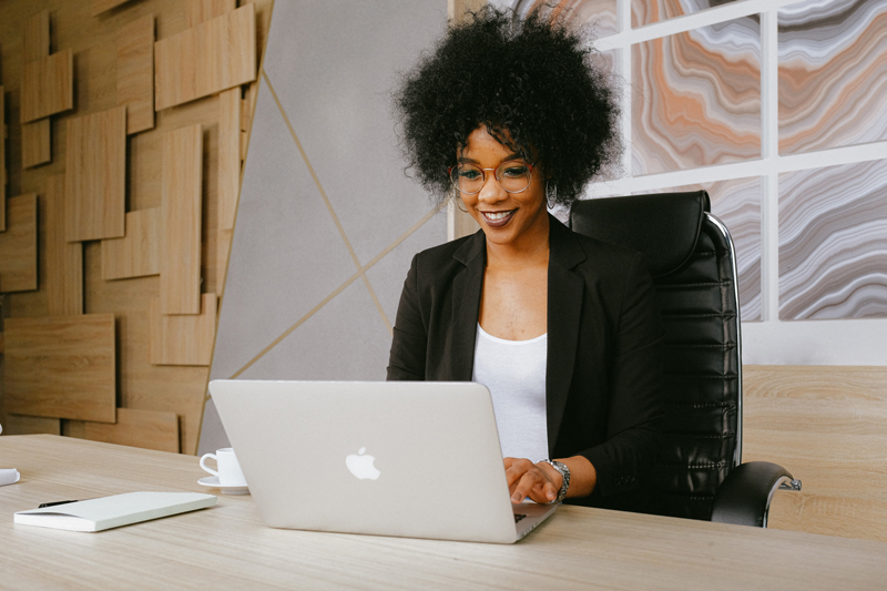 Woman paying bills online